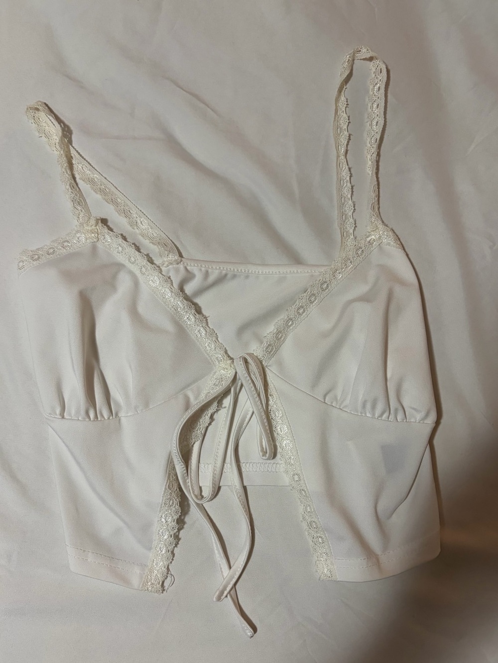 SHEIN White Lingerie Bralette with Lace Trim